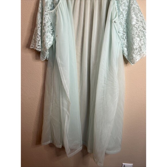 Vintage Lorraine Mint Blue Lace Night Dress And Cardigan 2 Set Size M - Picture 15 of 16